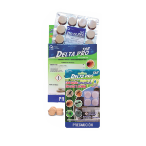 Delta Pro Tab Blíster Insecticida (Deltametrina 25%), Caja 24 blísters de 4 pastillas
