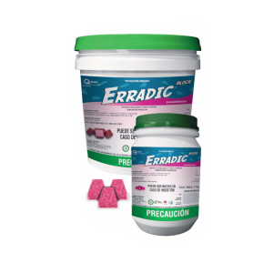 Erradic Mini Block Parafinado Rodenticida (Bromadiolona 0.005%), Caja 12 tarros de 1 kg