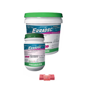 Erradic Block Perforado Rodenticida Cubo 20 g (Bromadiolona 0.005%), Caja 12 tarros de 1 kg