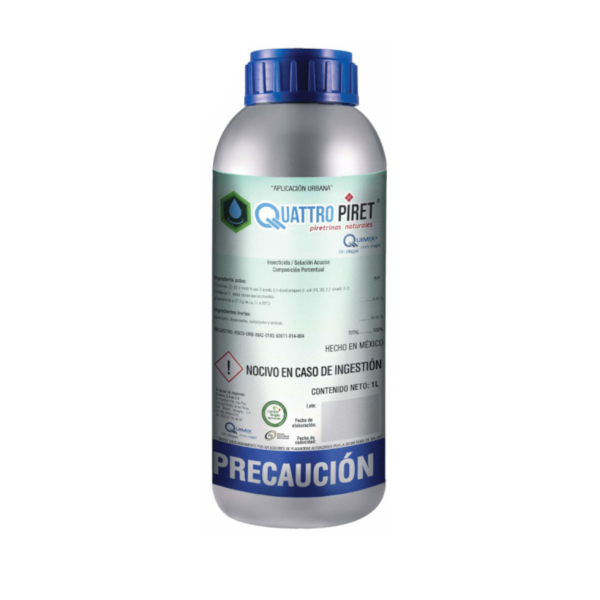 Quattro Piret Insecticida (Piretrinas Naturales 4% + PBO + N-Octyl), Caja 12 L