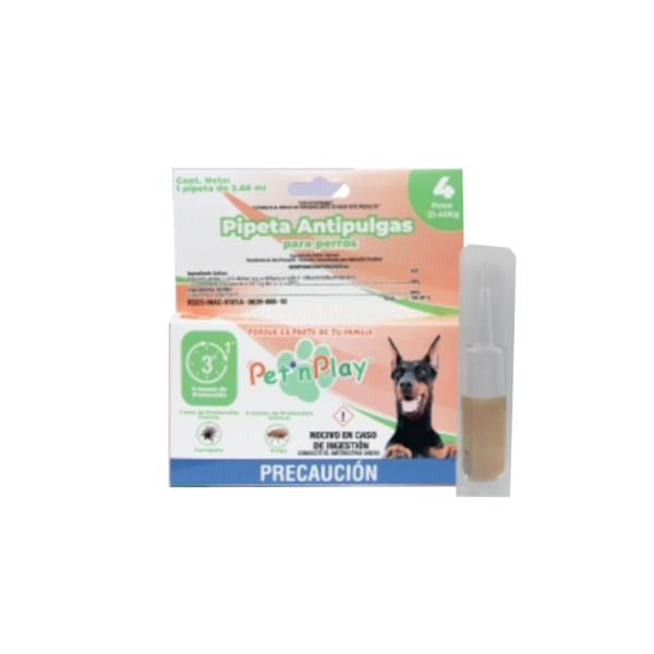 Pipeta Antipulgas para Perros 20 a 40 kg #4 (2.68 ml), Caja 24 piezas